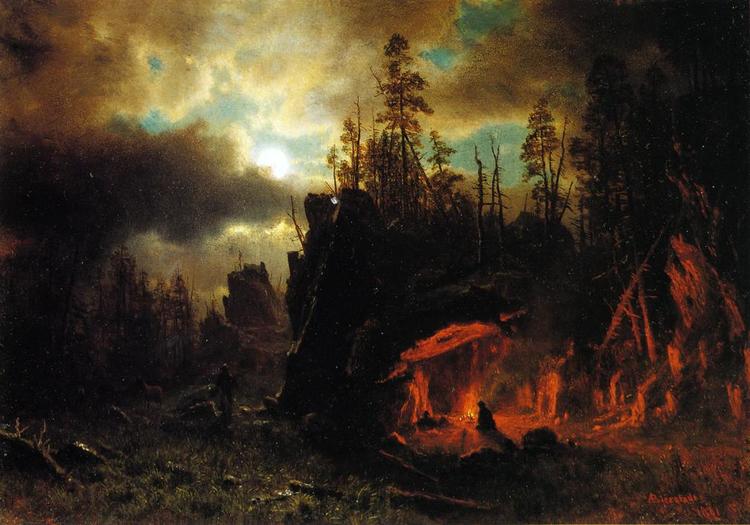 Albert Bierstadt Oil Painting The Trapper's Camp